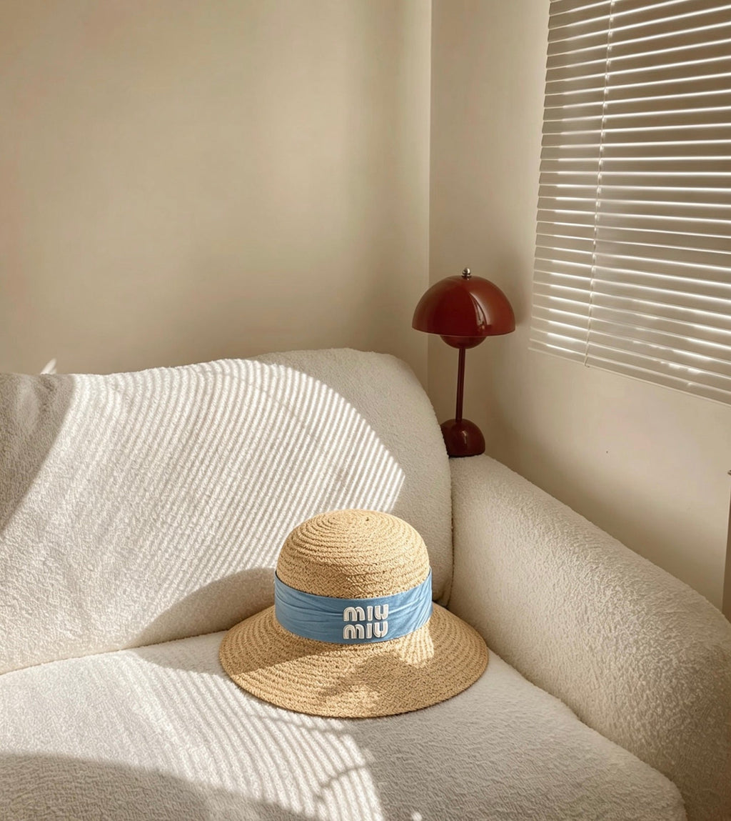 MIU MIU Raffia Straw Bucket Hat
